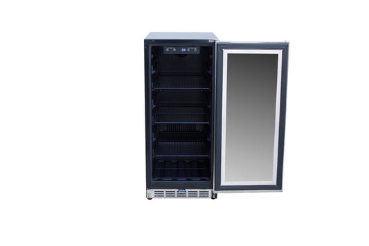 TruFlame - 15" Outdoor Rated Fridge w/Glass Door | AMD-RFR-15G