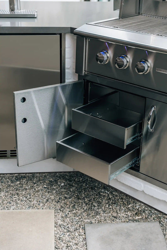 TruFlame - 36" 2-Drawer Dry Storage Pantry & Enclosed Cabinet Combo | TF-DP-36DC