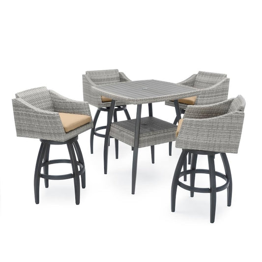 RST Brands - Cannes™ 5 Piece Sunbrella® Outdoor Barstool Set | OP-PEBST5-CNS