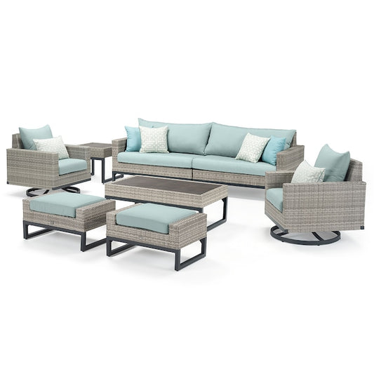RST Brands - Milo™ Gray 8 Piece Sunbrella® Outdoor Motion Seating Set | OP-PESS8M-MILO-G