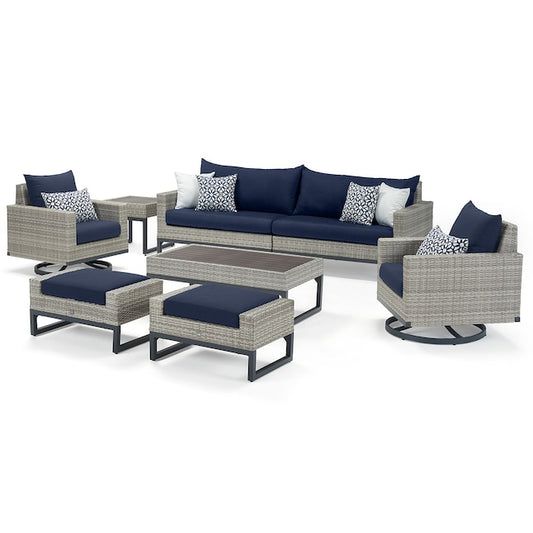 RST Brands - Milo™ Gray 8 Piece Sunbrella® Outdoor Motion Seating Set | OP-PESS8M-MILO-G