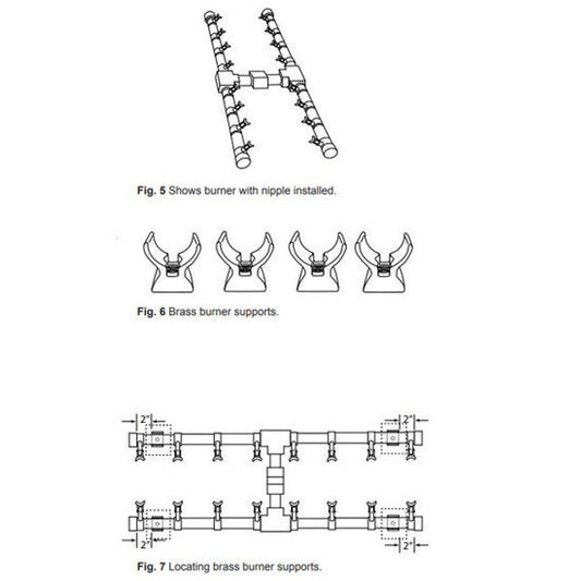 Firegear - 24 inch Pro Series Brass Gas Fire Pit H Burner Kit - FG-PSBR-H24-NGK