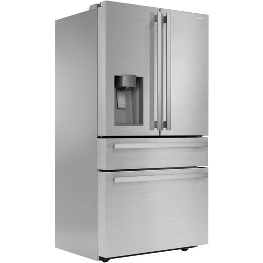 Sharp - 21.6 CF Counter-Depth 4-Door French Door, Dispenser - SJG2254FS