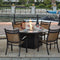 Darlee - Mountain View 7-Piece Patio Propane Fire Pit Dining Set with 60'' Round Fire Pit Dining Table and Fireglass - 201610-7PC-60GD