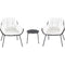 Mod Furniture - Bali 3-Piece Wicker Patio Conversation Set with White Cushions | BALI3PC-WHT