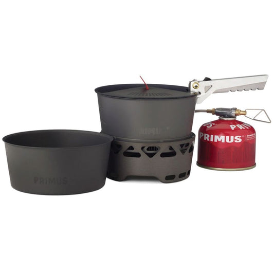 Primus Primetech Stove System with padded and insulated storage bag and foldable heat deflector