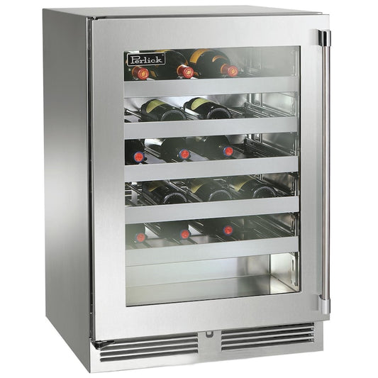 Perlick - Signature Series Shallow Depth 18" Depth Marine Grade Wine Reserve with stainless steel glass door, with lock - HH24WM