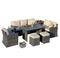 HomeRoots Outdoors - ECannes Variegated Grey 7-Piece Wicker Outdoor Sectional Set With Beige Cushions - 384146