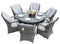 HomeRoots Outdoors - Cordella Grey 7-Piece Wicker Round Outdoor Dining Set With Grey Cushions - 389970