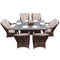 HomeRoots Outdoors - Ozark Brown 7-Piece Wicker Rectangular Outdoor Dining Set With Beige Cushion - 389971