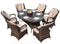 HomeRoots Outdoors - Ozark Brown 8-Piece Wicker Oval Outdoor Dining Set With Beige Cushion - 389973