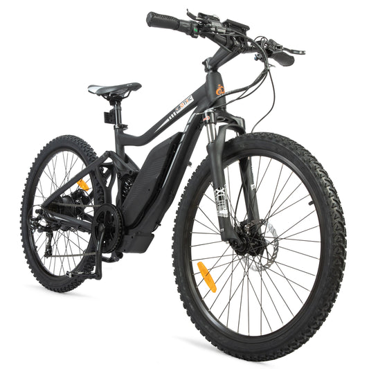 Ecotric Tornado Full Suspension MTB Electric Bike (Black) - TOR26LCD-MB