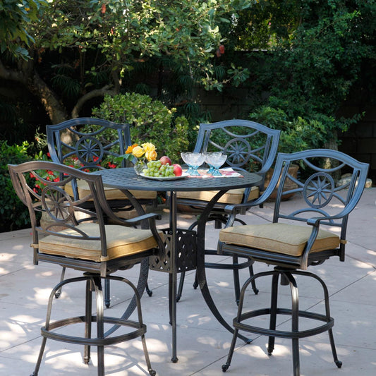 Darlee - Ten Star 5-Piece Patio Bar Set with Cushions and 42'' Round Bar Table - DL503-5PC-30F