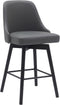 Aarmen Living - Sicily Modern Farmhouse 26" Seat Height Swivel Black Wood Bar Stool - Gray Faux Leather