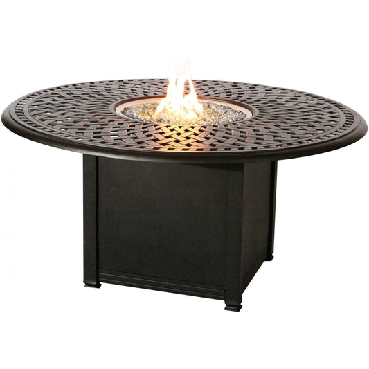 Darlee - Nassau 5-Piece Patio Propane Fire Pit Conversation Set with Cushions and 52'' Round Fire Pit Chat Table - DL603-5PC-60QB