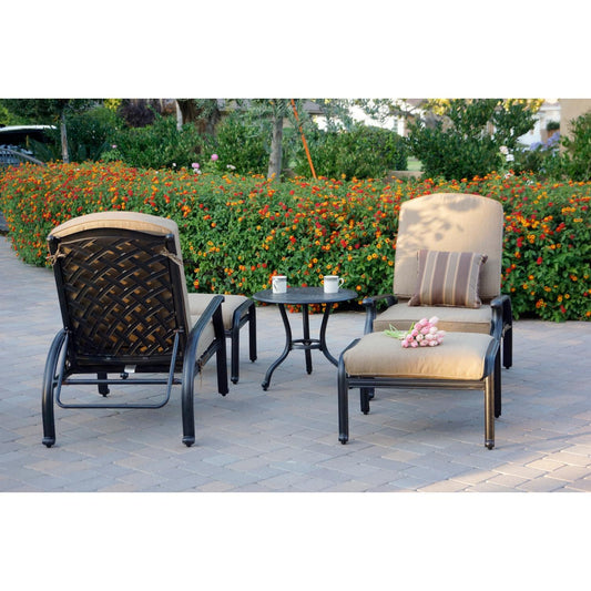 Darlee - Nassau 5-Piece Adjustable Club Chair Conversation Set with Cushions and 24'' Round End Table - DL606-5PC-26R(P)