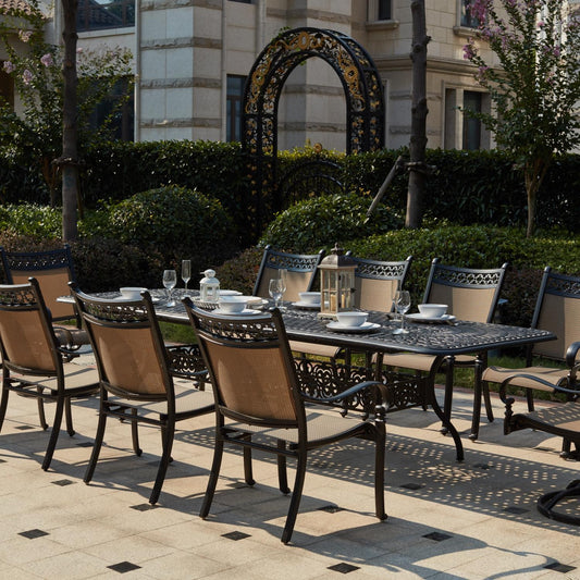 Darlee - Mountain View 11-Piece Patio Dining Set with 42 x 92 / 42 x 120'' Rectangular Extension Dining Table - 201610-11PC-60LE