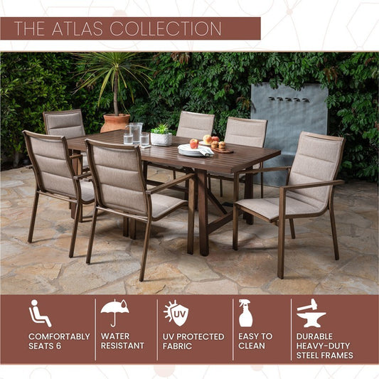 Mod Furniture - Mod Atlas 7 pc Tan Steel Modern Dining Set Tan | ATLASDN7PC-TAN