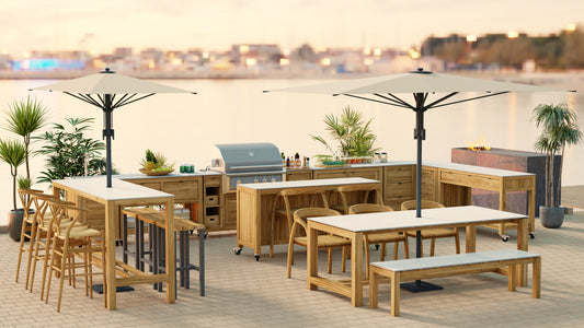 CO9 Design - Fresco 70" Ceramic Top Teak Bench - Taupe