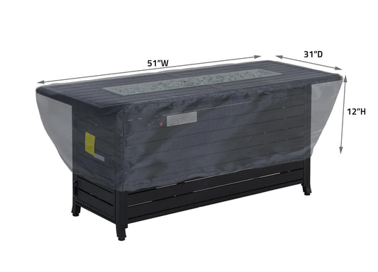 Shield - Fire Pit Cover Rectangle 50x30 - 51''Wx31''Dx12''H - Mercury - COV-M933