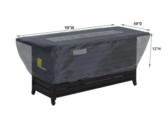 Shield - Fire Pit Cover Rectangle 58x38 - 59''Wx39''Dx12''H - Mercury - COV-M936