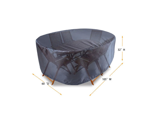 Shield - Small Rectangle Dining Table Chairs Cover - 105" W x 60" D x32" H - Mercury - COV-MT10560