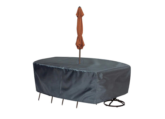 Shield - Shield Mercury Cover for 587 Fits Small Oval/Rectangle Table & Chairs w/8 ties, velcro closure, elastic & spring cinch lock - COV-M587