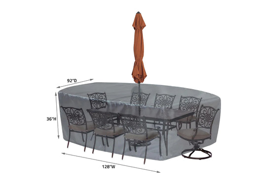 Shield - Oval/Rectangle Table Chair Cover X-Large Velcro - 92"Wx128"Dx36"H - Mercury - COV-M694