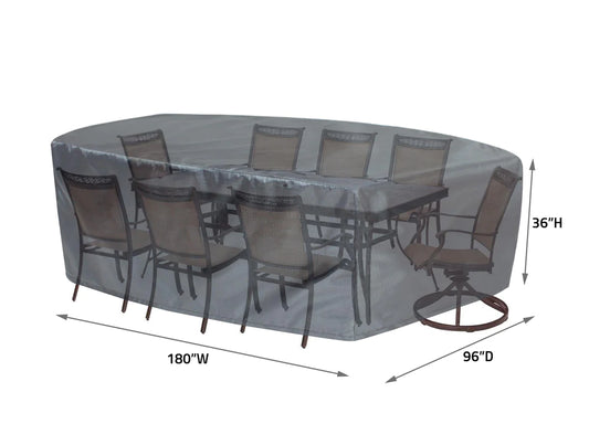 Shield - Oval/Rectangle Table Chair Cover 2X-Large - 96''Wx180''Dx36''H - Mercury - COV-M697