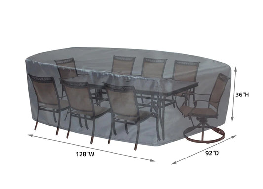 Shield - Oval/Rectangle Table Chair Cover X-Large - 92"Wx128"Dx36"H - Mercury - COV-M699