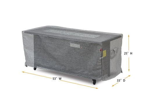 Shield - Fire Table Cover Rectangle - 53"W x 33"D x 25"H Platinum - COV-PT5232