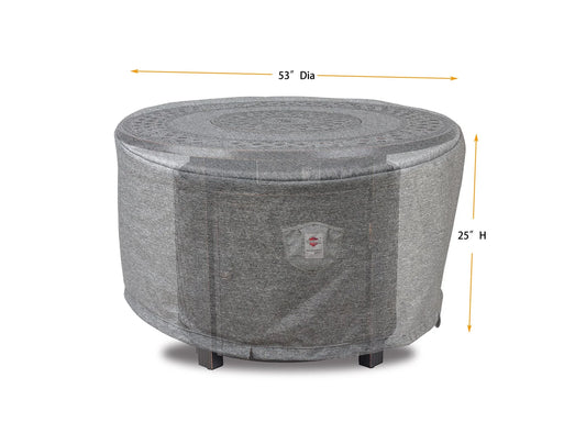 Shield - 53"Dia x 25"H Platinum - Fire Table Cover Round - COV-PTR52