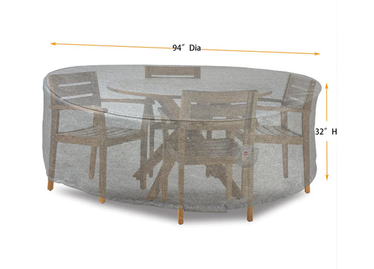 Shield - Dining Set Cover Round - 94''Dia x 32"H Platinum - COV-PTR94
