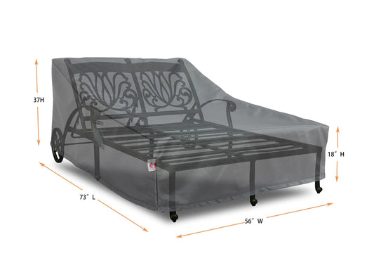 Shield - Double Chaise Lounge Cover Rectangle - 73"W x 56"D x 18''/22.5"/37''H Titanium - COV-TOL73W