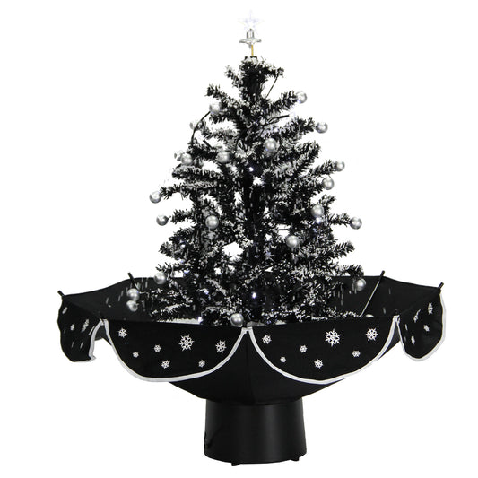 Christmas Time - 29" Snowy Black Tree with Star Topper and Black Skirt - Black
