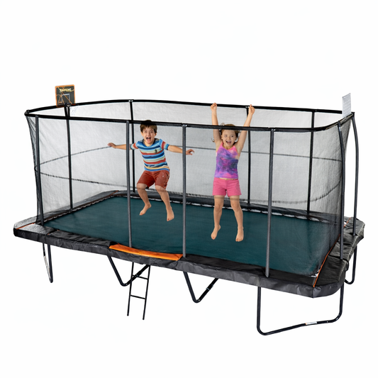 JumpKing - 10’x18’ Rectangular Trampoline with 2 Basketball Hoops - JKRC1018V3