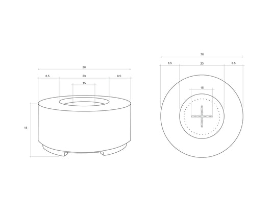 Prism Hardscapes - 36" Cilindro Round 65,000 BTU NG/LP Fire Pit Bowl