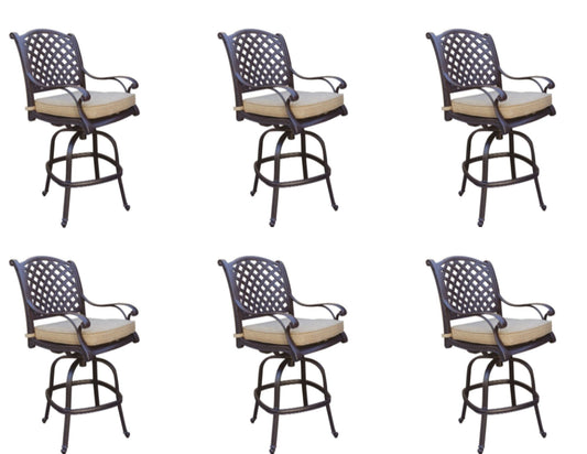 Darlee - Nassau Patio Swivel Bar Stool with Cushion (Set of 6) - DL13-7-6
