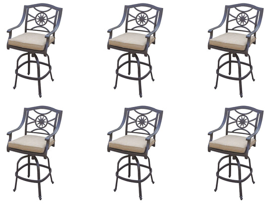 Darlee - Ten Star Patio Swivel Bar Stool with Cushion (Set of 6) - DL503-7-6