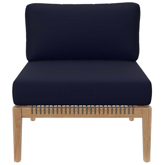 Modway - Clearwater Outdoor Patio Teak Wood Sofa in Gray Navy - EEI-6120-GRY-NAV