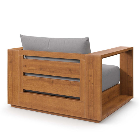 Modway - Tahoe Outdoor Patio Acacia Wood Lounge Chair - Light Gray - EEI-6782-NAT-LGR