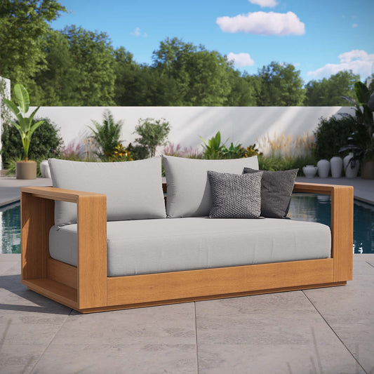 Modway - Tahoe Acacia Wood Outdoor Patio Acacia Wood Loveseat - Light Gray - EEI-6783-NAT-LGR