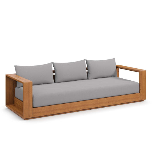Modway - Tahoe Outdoor Patio Acacia Wood Sofa - Light Gray - EEI-6784-NAT-LGR