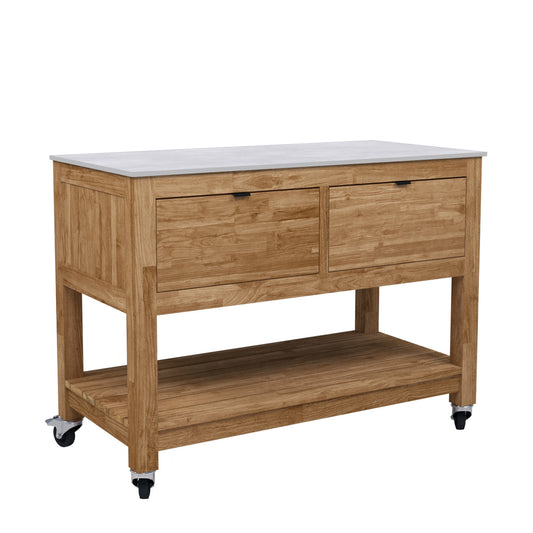 CO9 Design - Fresco 2 Drawer Ceramic Top Cabinet with Shelf on Wheels - Taupe