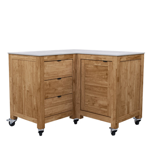 CO9 Design - Fresco Ceramic Top Corner Cabinet on Wheels - Taupe