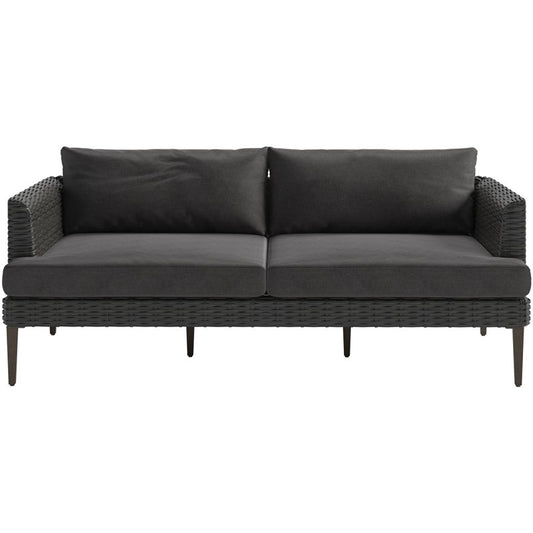 Mod Furniture - Harlow 5-Piece Mid-Century Modern Outdoor Chat Set With 2 Woven Side Chairs | HARL5PC-GRY