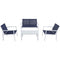 Mod Furniture - Harper Navy/White 4-Piece Aluminum Patio Seating Set | HARP4PC-WN