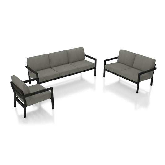 Harmonia Living - Pacifica 3 Piece Sofa Loveseat Set - Black | HL-PAC-BK-3SLSS
