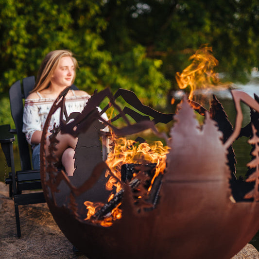 Fire Pit Art - 36" Mountain Vista Wood Burning Fire Pit, 250 lbs