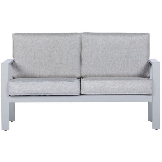 Mod Furniture - Kinsley 4pc Seating: 2 Alum Side Chairs, Loveseat, Slat Top Coffee Table | KINS4PC-GRY